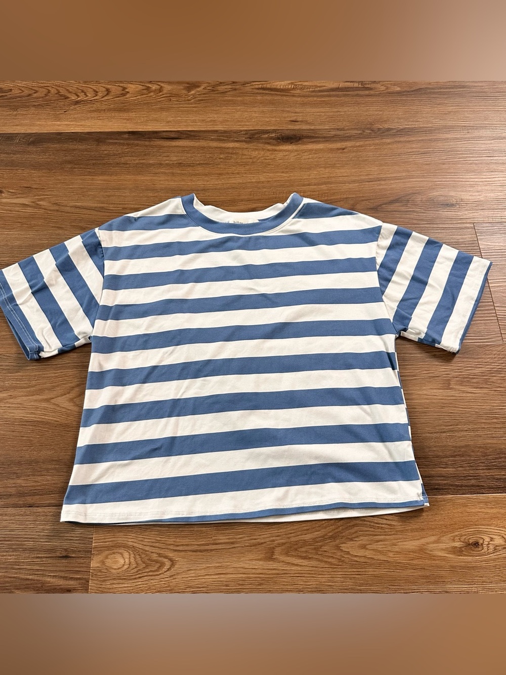 Bohme Essentials Short Sleeve Striped Shirt Blue White Boxy Fit Small Nautical